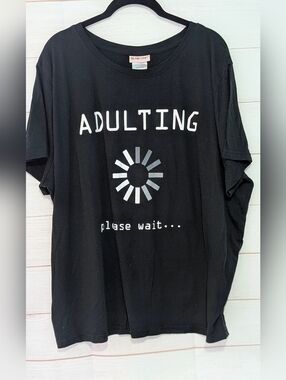 Adulting Please Wait Graphic Tee Plus Size 3X